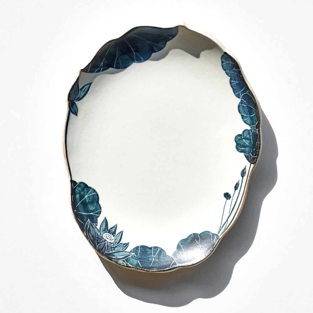 60 黒ハス縁取り変形皿(オーバル)