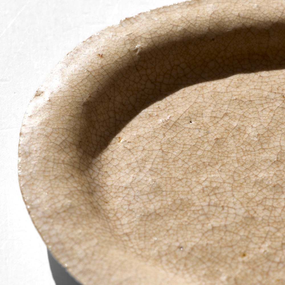 69 灰釉4.5寸ラウンドオーバルリム皿