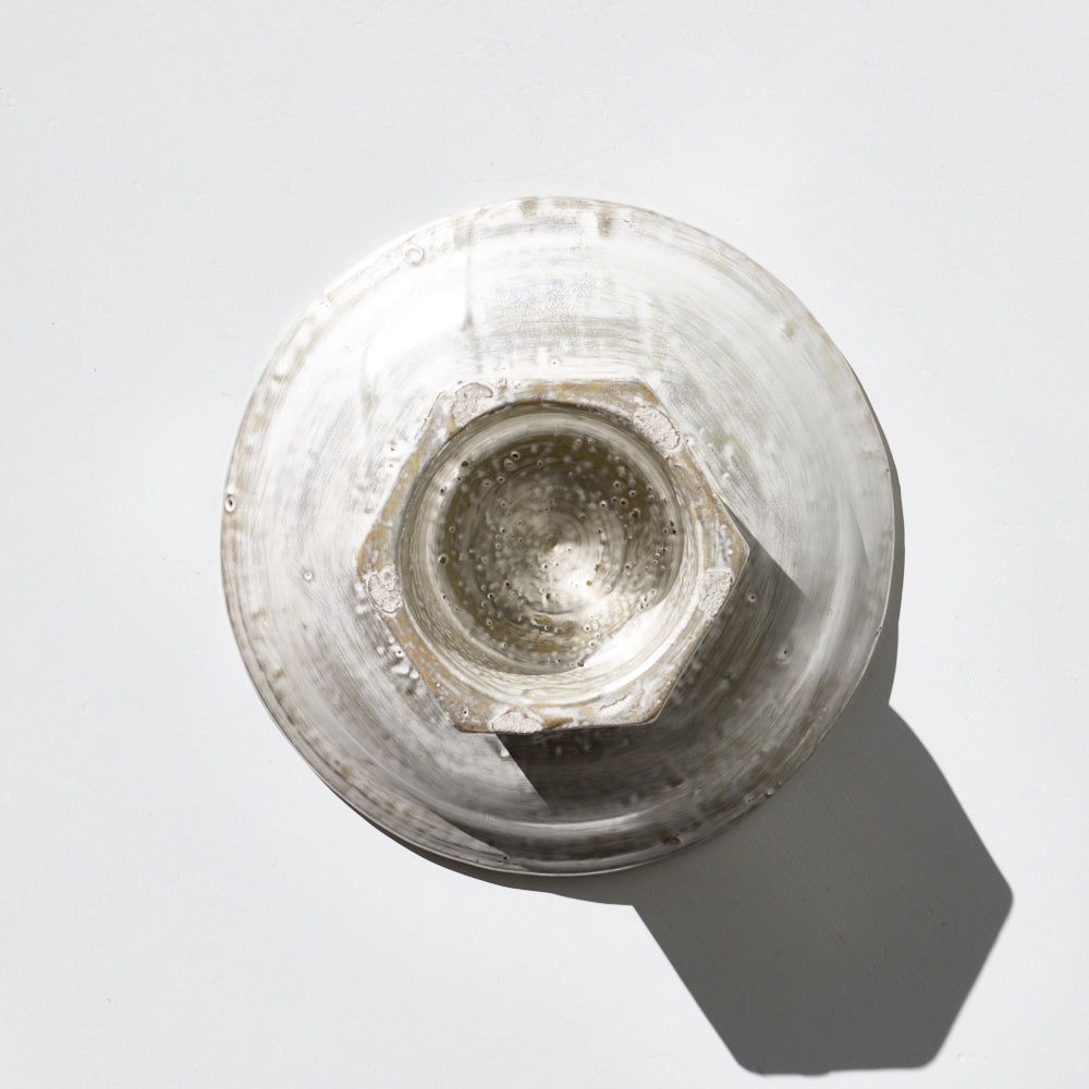 48 銀磁6寸6角高台リム皿