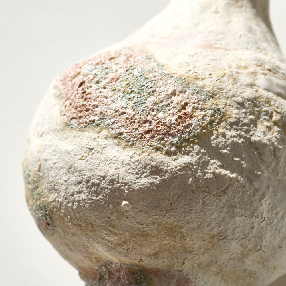 86 土化粧片手付高台花入(白)