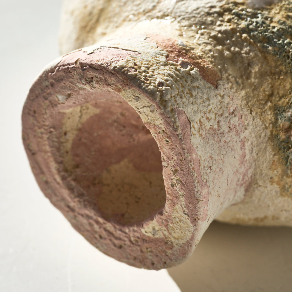 90 土化粧高台扁壺(白)