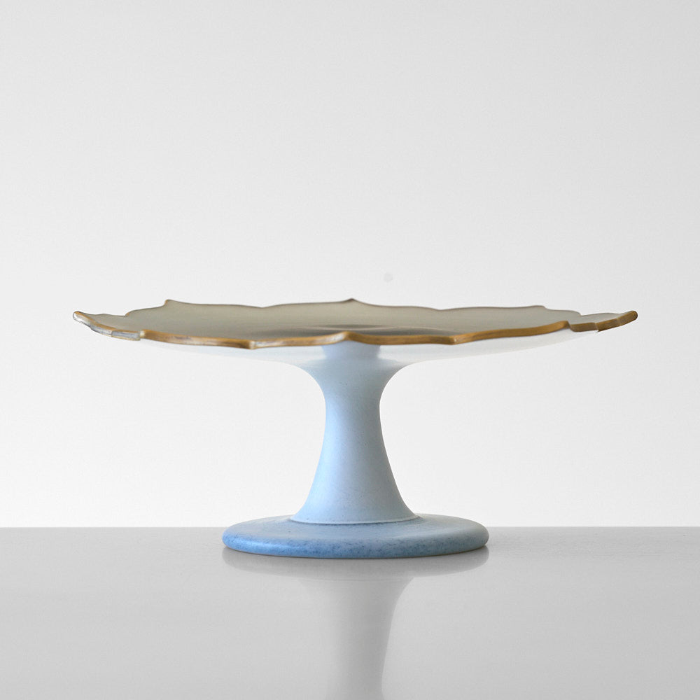 52 白のうつわ 金縁稜花コンポート