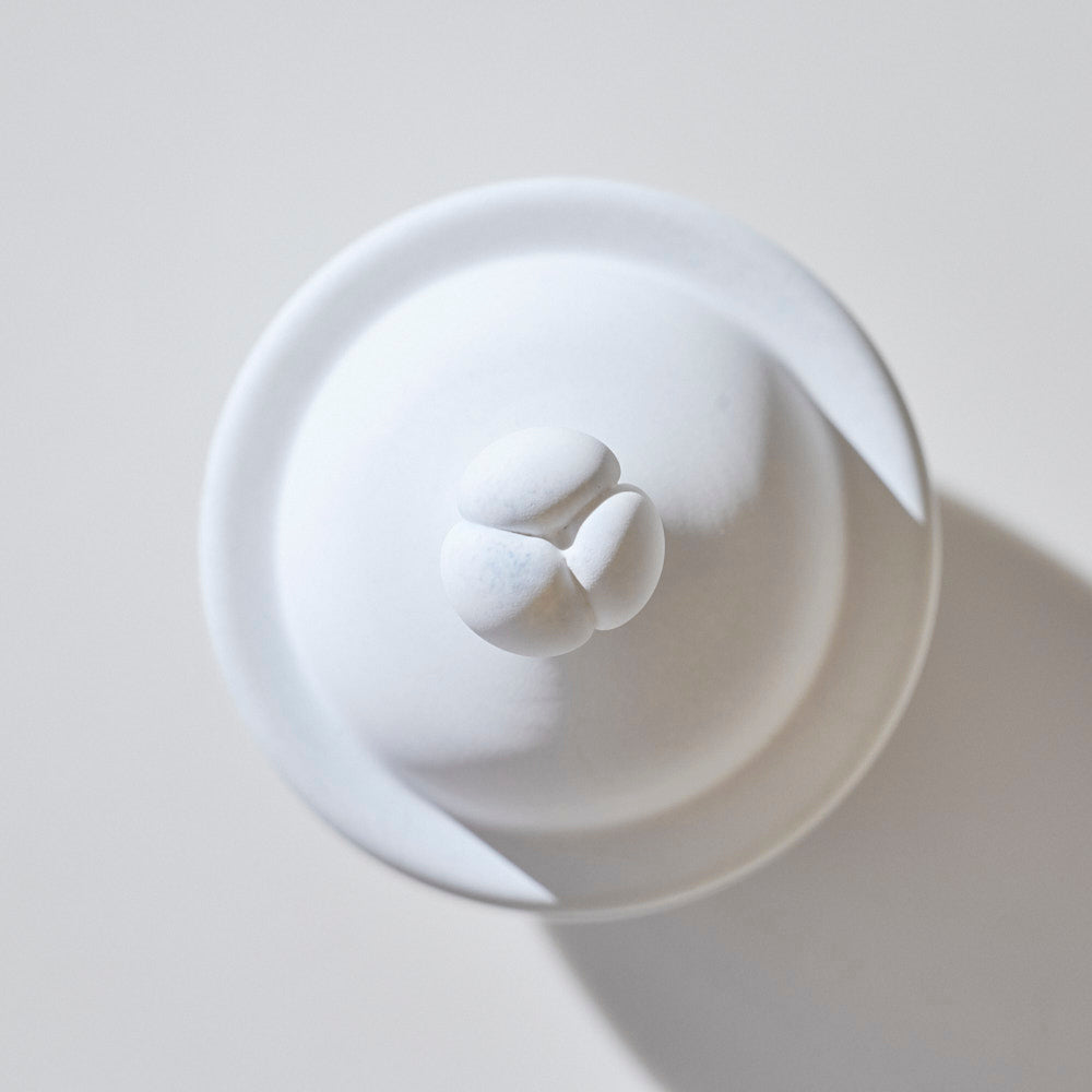 49 白のうつわ 蓋物(蕾取手)