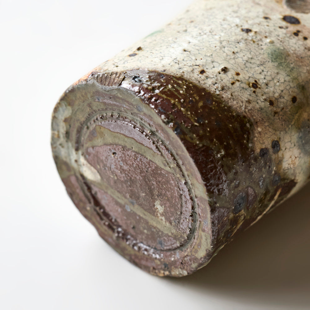 15A 荒ヒビ灰粉引花入れ