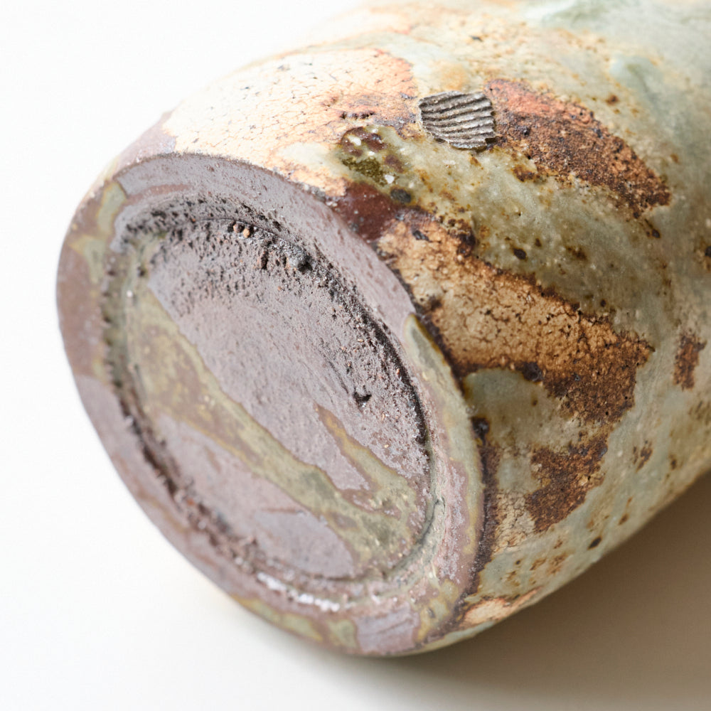 15B 荒ヒビ灰粉引花入れ