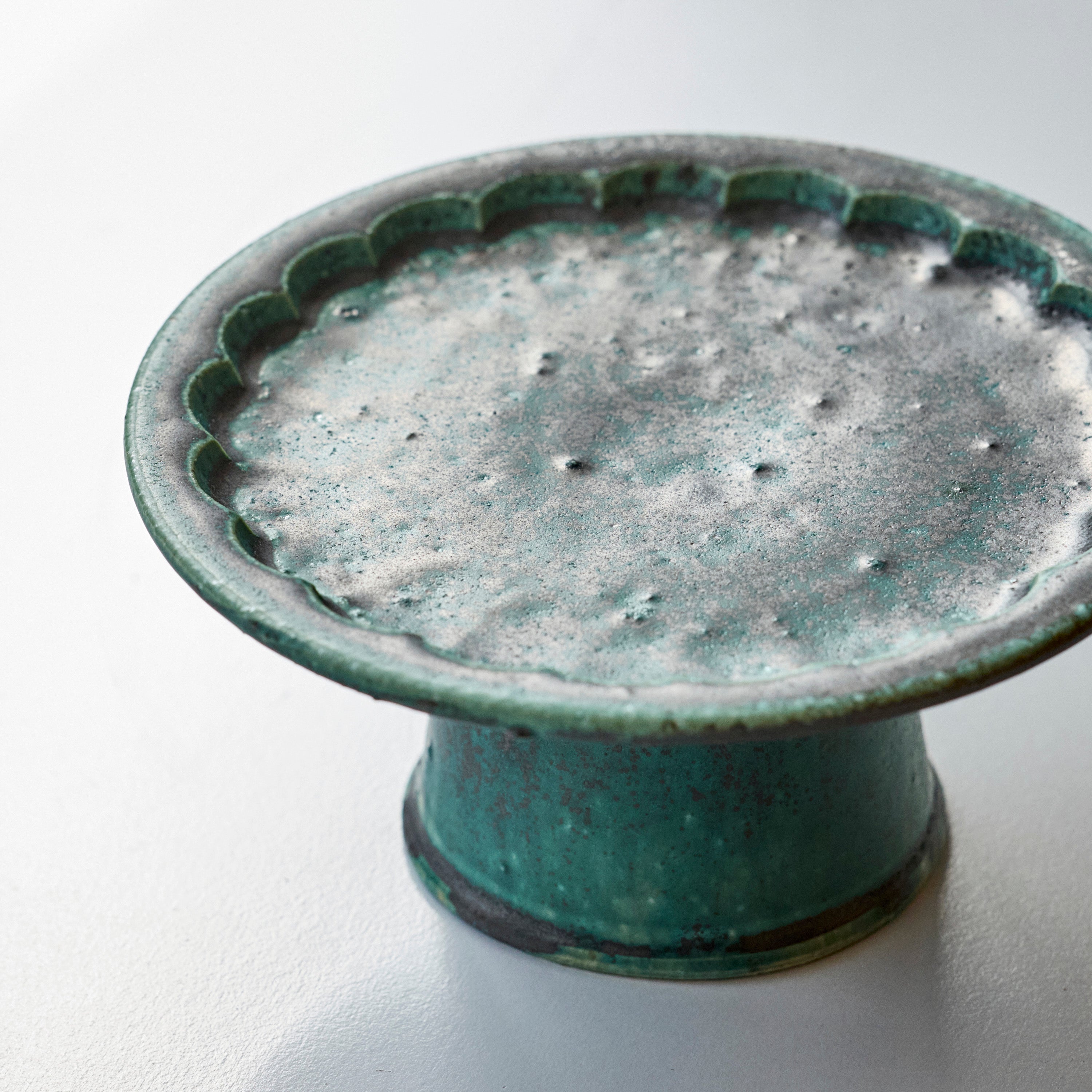 Oribe Glazed Octagonal Plate, 8 Sun