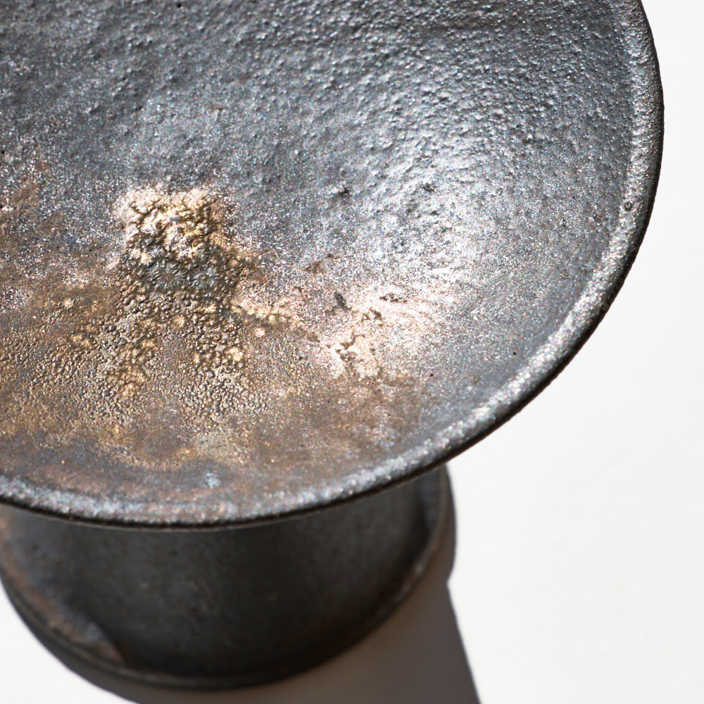 20 4寸高台皿 黒釉