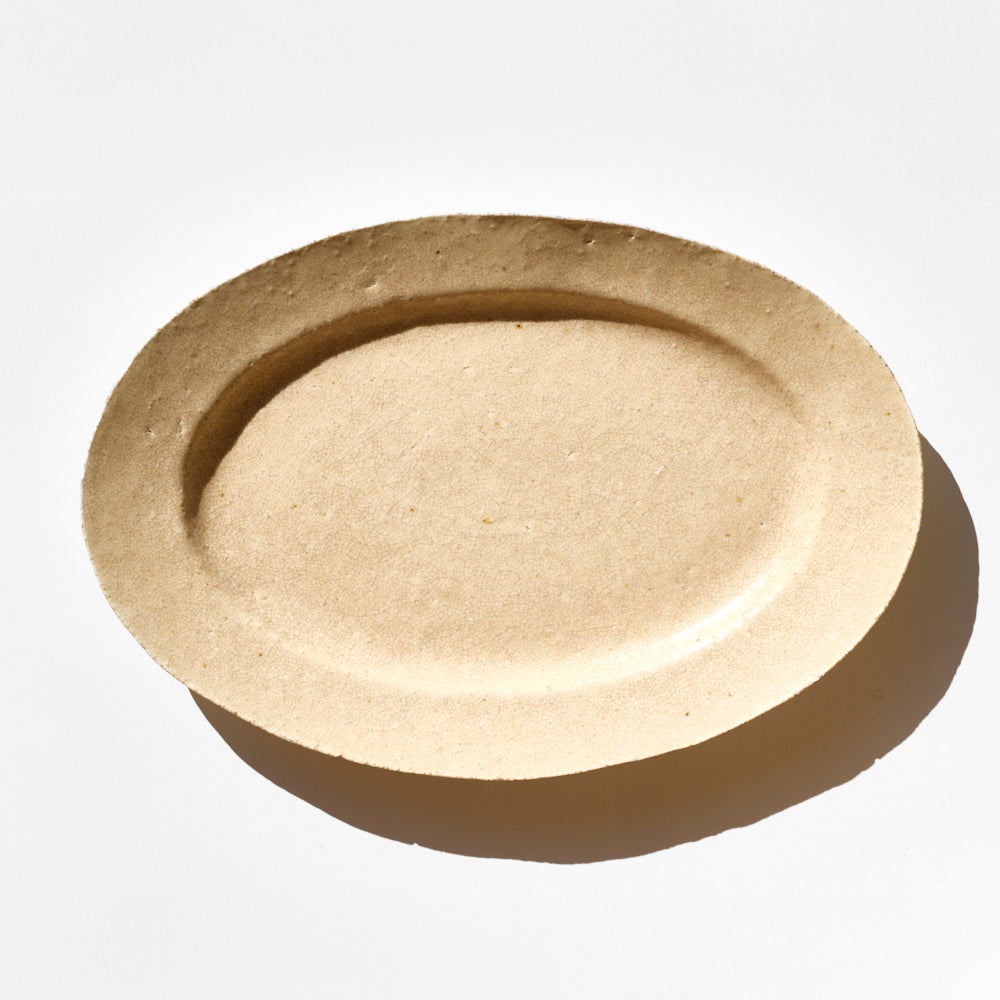 61 灰釉オーバルリム尺皿