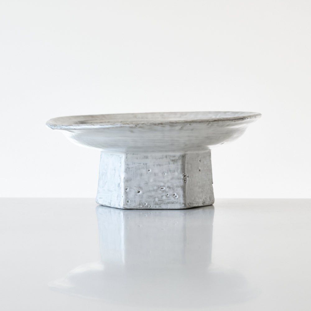 48 銀磁6寸6角高台リム皿