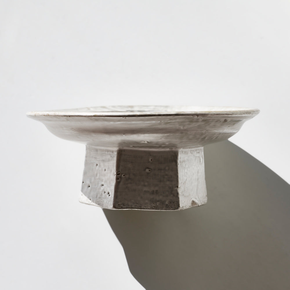 48 銀磁6寸6角高台リム皿