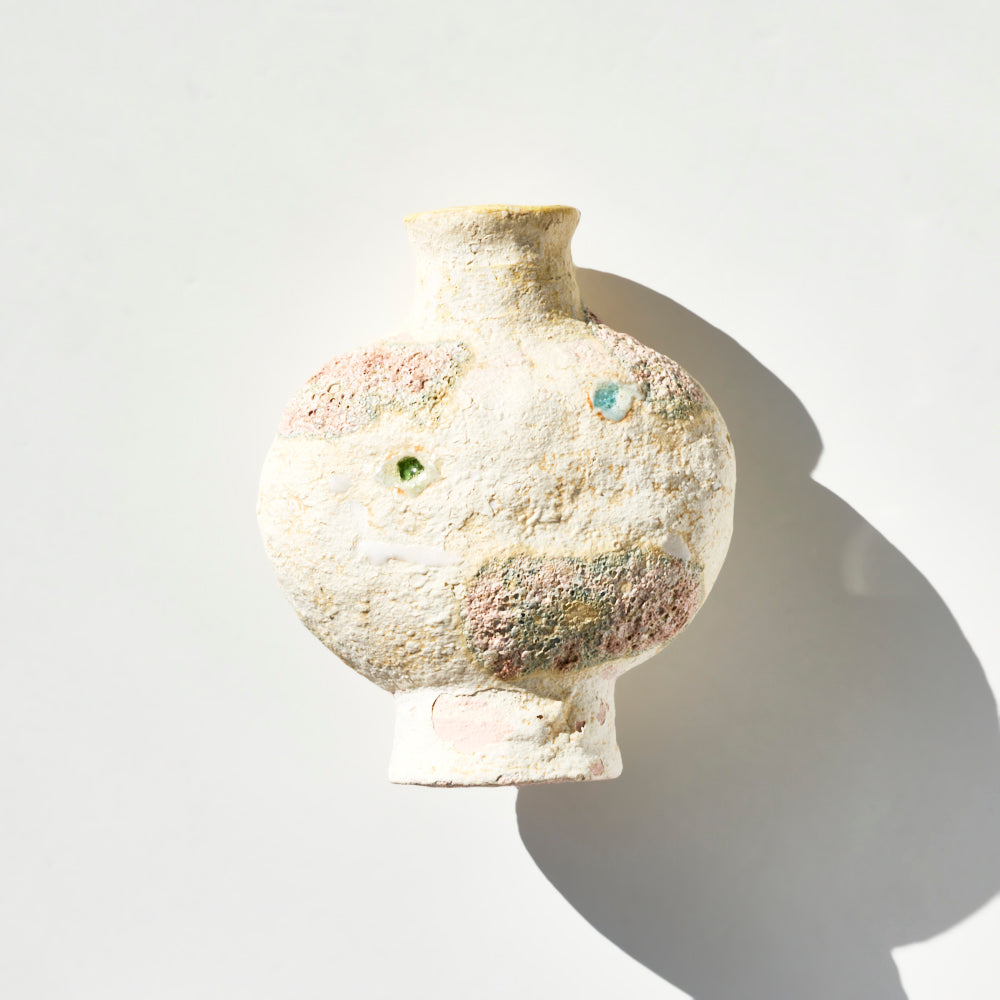 90 土化粧高台扁壺(白)