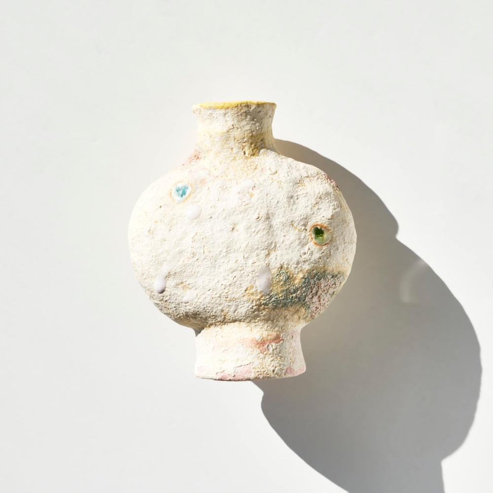 90 土化粧高台扁壺(白)