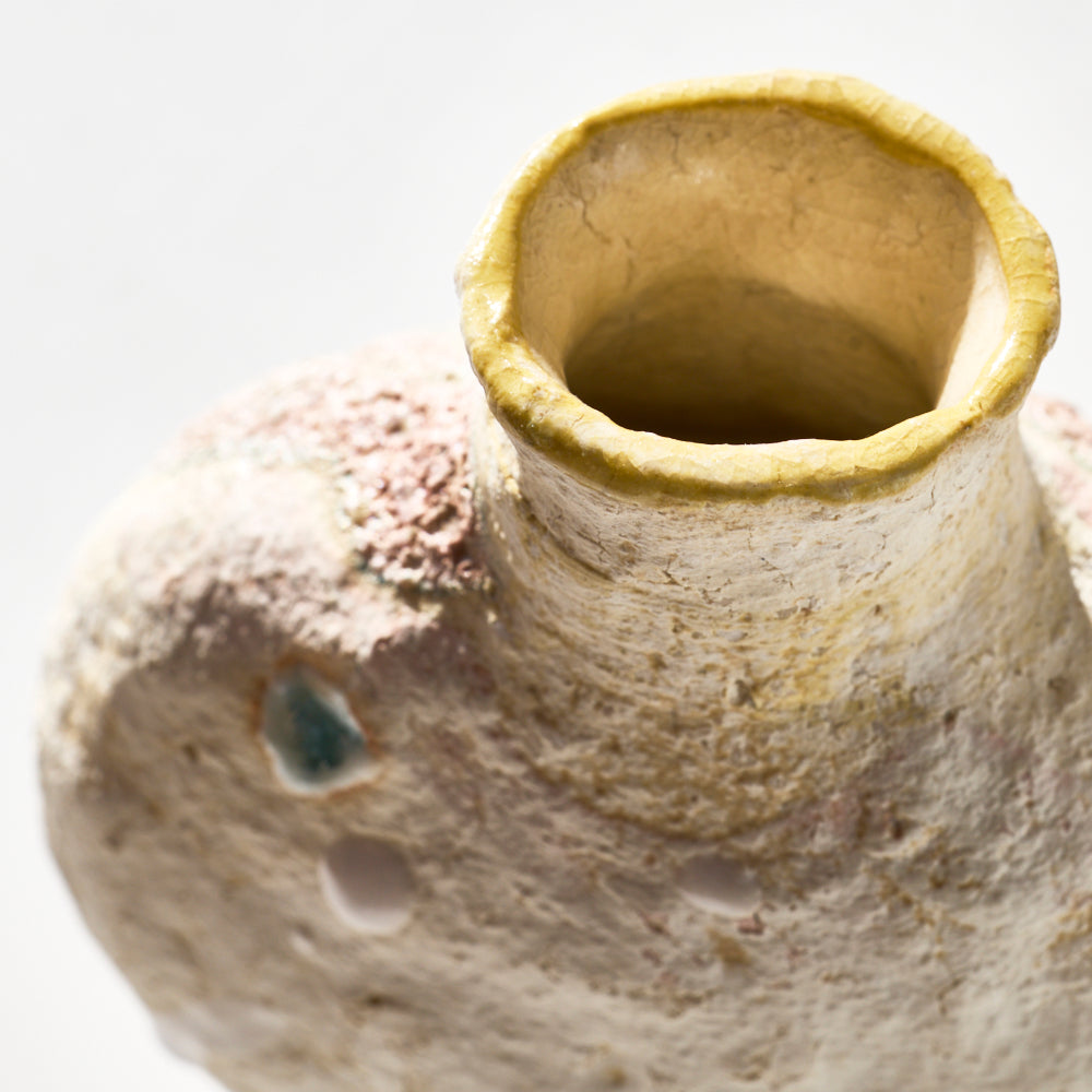 90 土化粧高台扁壺(白)