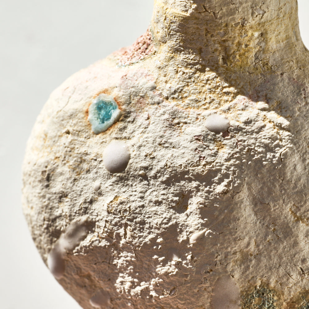 90 土化粧高台扁壺(白)