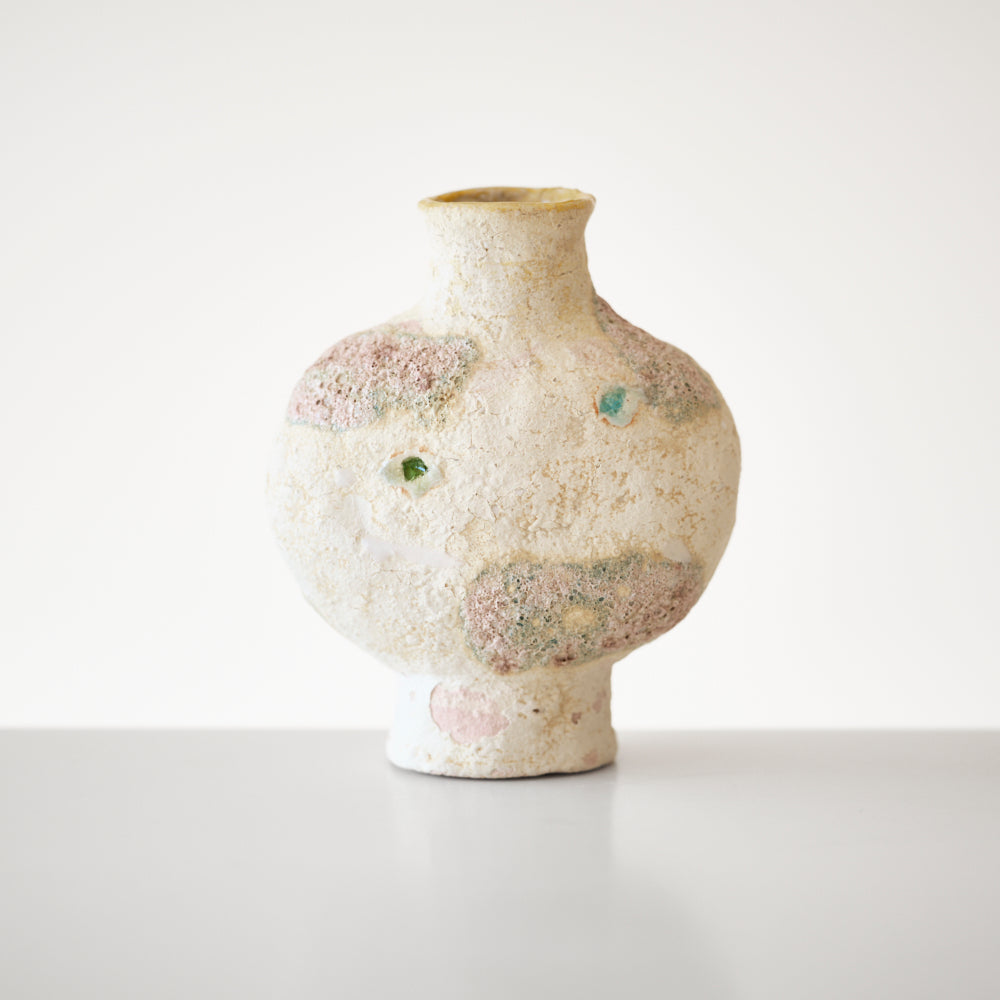 90 土化粧高台扁壺(白)