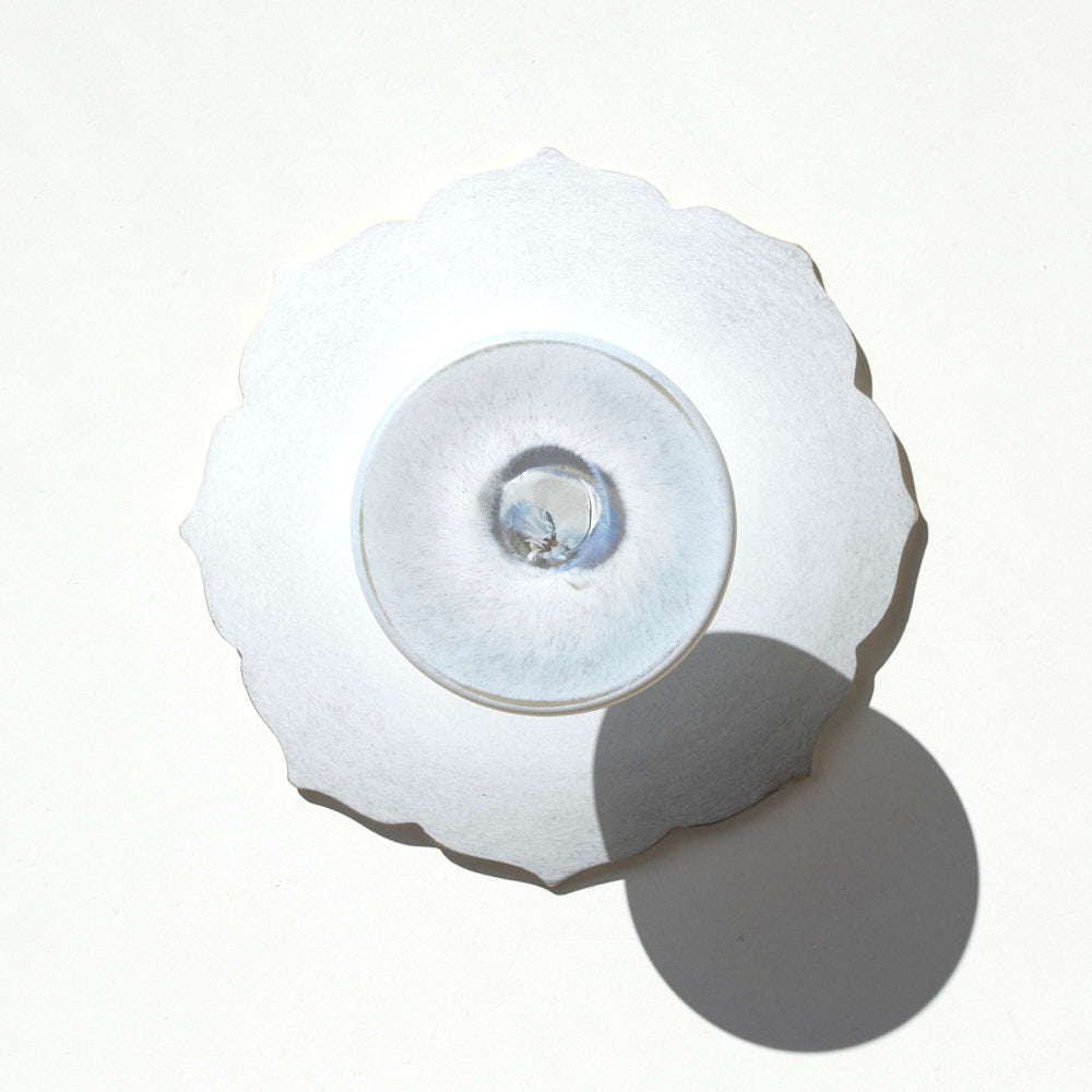 52 白のうつわ 金縁稜花コンポート