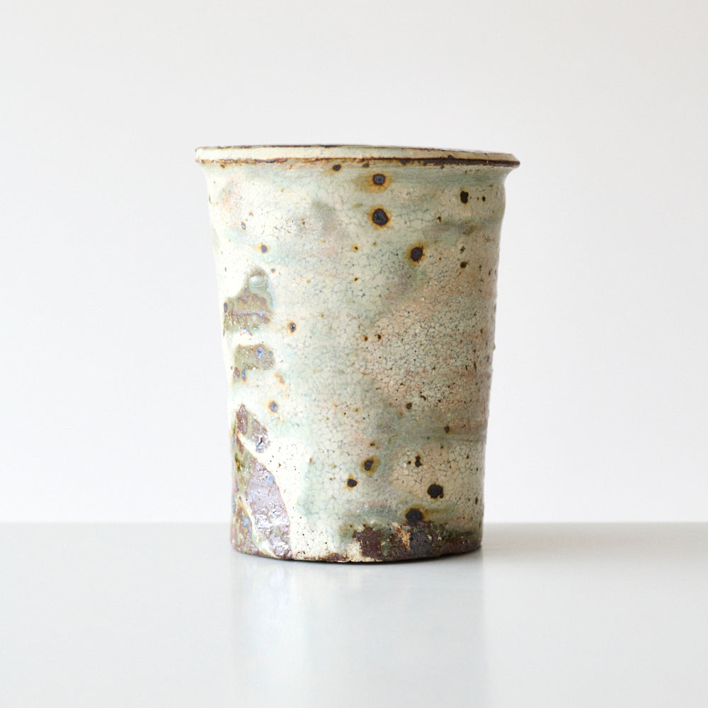 15A 荒ヒビ灰粉引花入れ