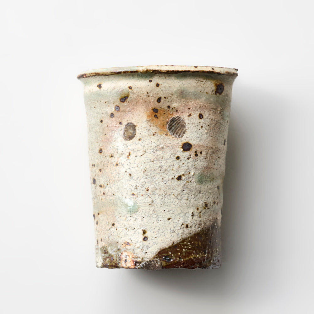 15A 荒ヒビ灰粉引花入れ