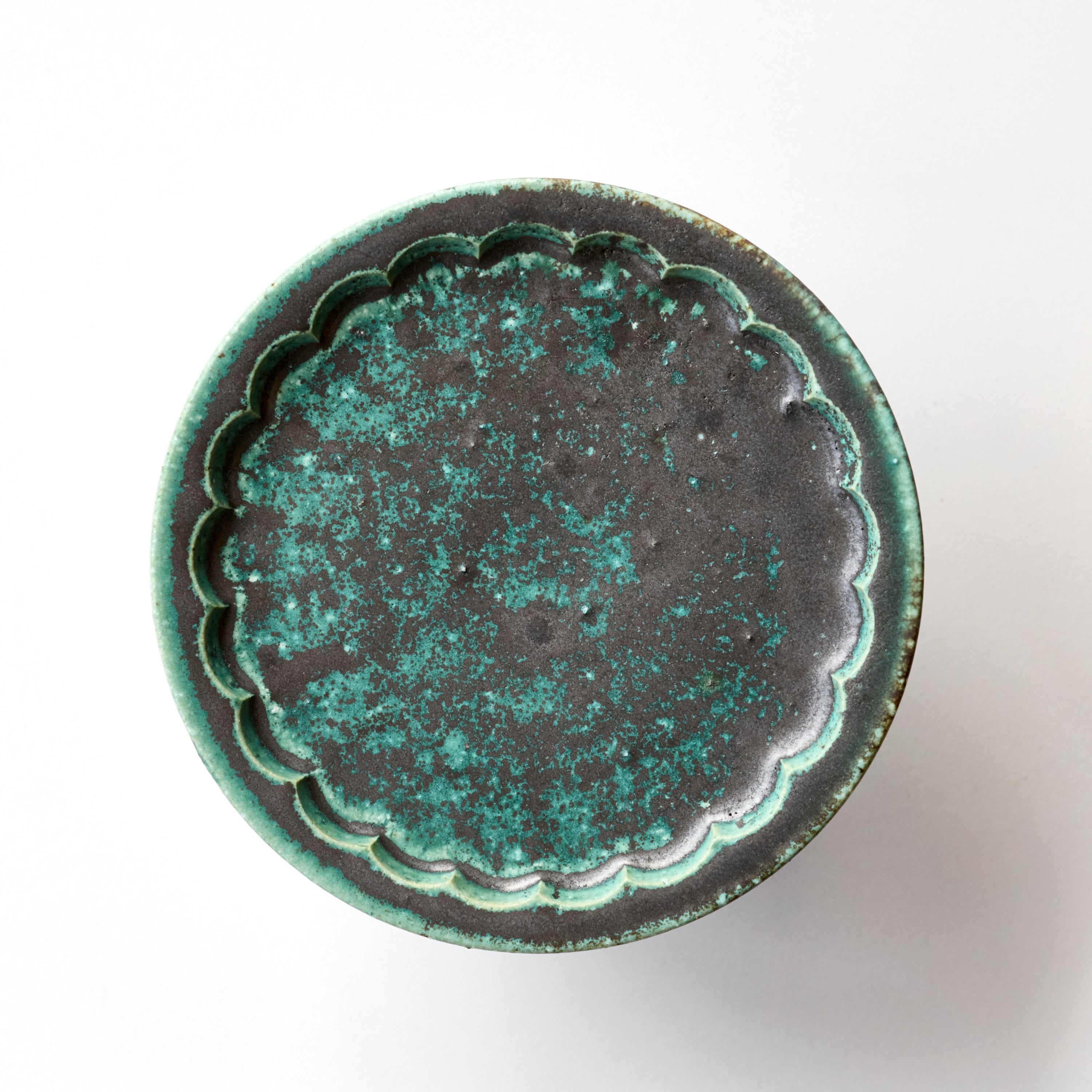 Oribe Glazed Octagonal Plate, 8 Sun