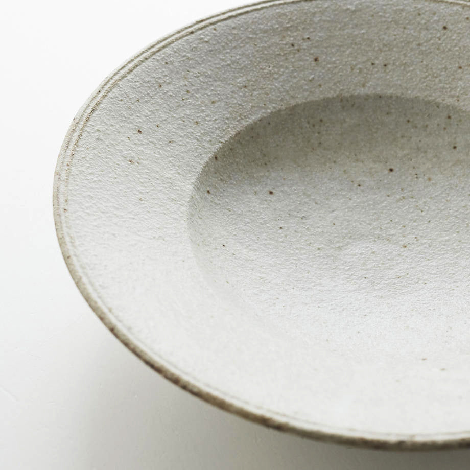 07 リム平鉢6寸 粉引