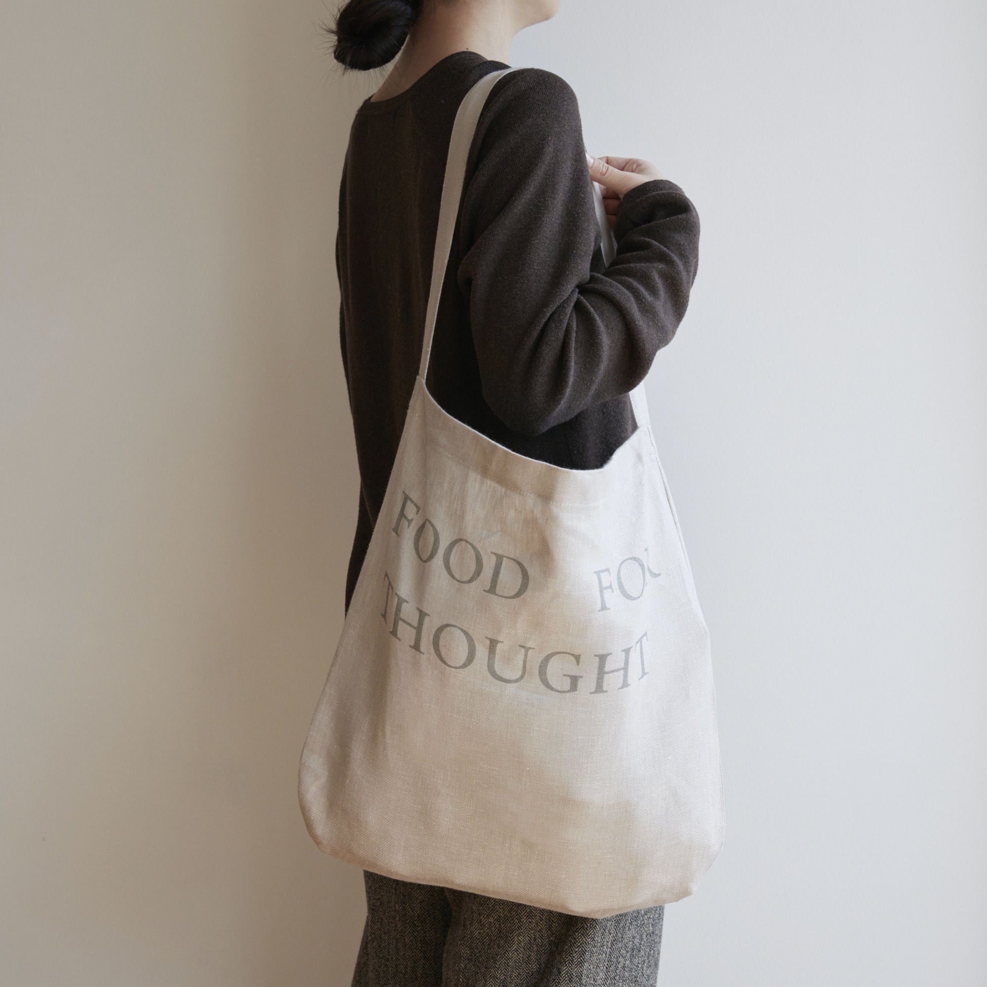 one-handle tote bag / light gray